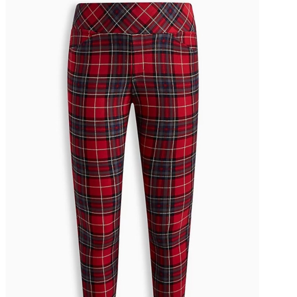 Torrid Red Plaid Pixie Ponte pocket pixie high rise Legging Pants 2S